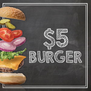 $5 Burger $5 Hamburger at Boot Hill Casino