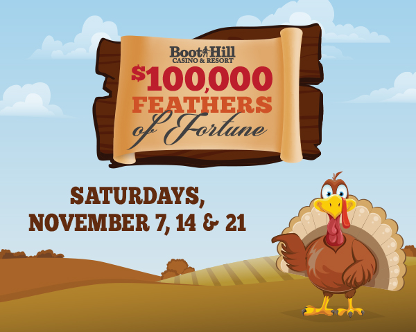 Feathers of Fortune 600×480 website image $100,000 Feather of Fortune at Boot Hill Casino