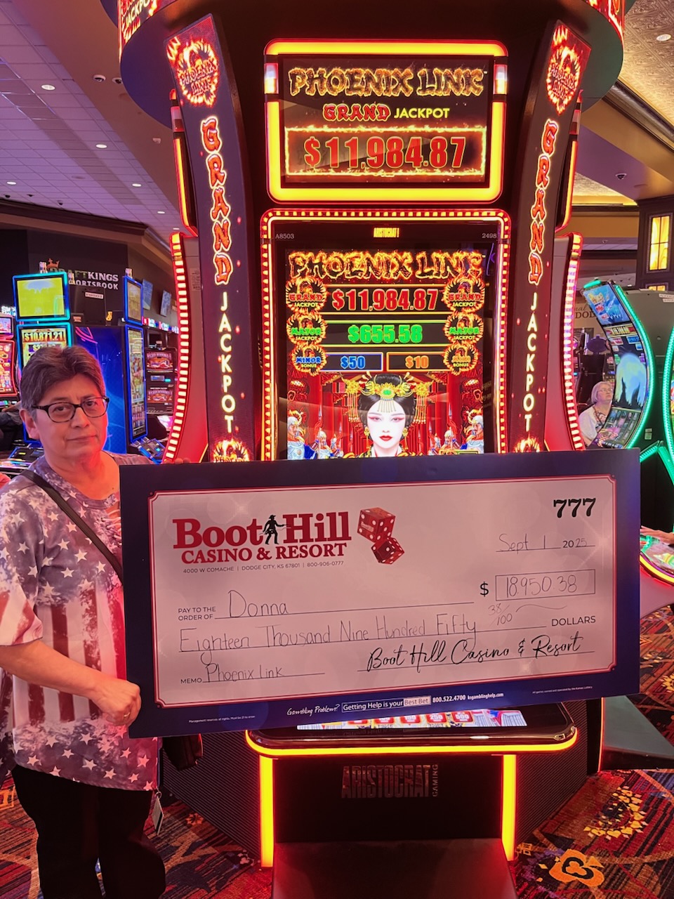 Donna Chavez Garden City KS 67846 Big Jackpot at Boot Hill Casino