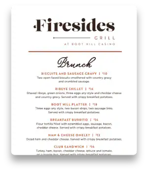 Sunday's Lunch Menu
